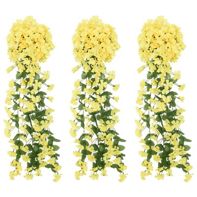 vidaXL Sztuczne girlandy kwiatowe, 3 szt., żółte, 85 cm