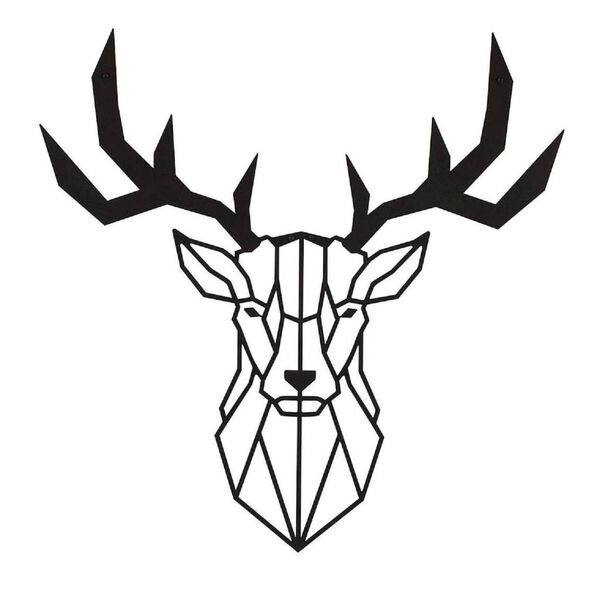 Homemania Dekoracja ścienna Deer, 51x51 cm, stalowa, czarna