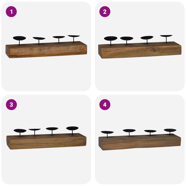 vidaXL Świecznik Naturalny 50 x 15 x 10 cm Lite drewno tekowe