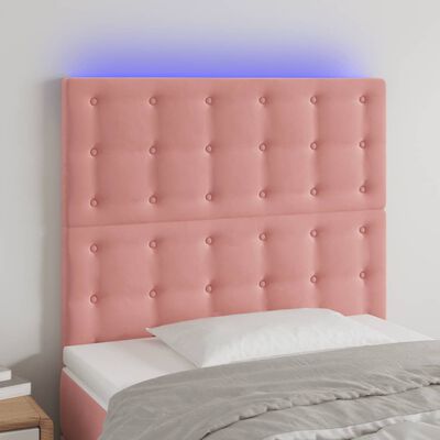 vidaXL Zagłówek do łóżka z LED, różowy, 100x5x118/128 cm, aksamit