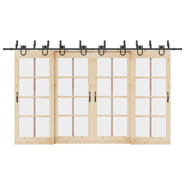 vidaXL System do montażu drzwi przesuwnych, 400 cm, stal, czarny