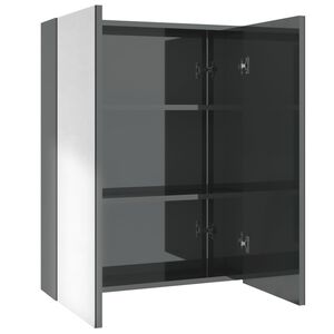 vidaXL Szafka łazienkowa z lustrem 60x15x75 cm, MDF, szary z połyskiem