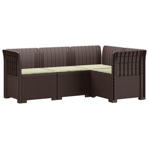 vidaXL Ogr&oacute;d Sofa 4-osobowa z poduszkami Wygląd Rattanu PP brązowy
