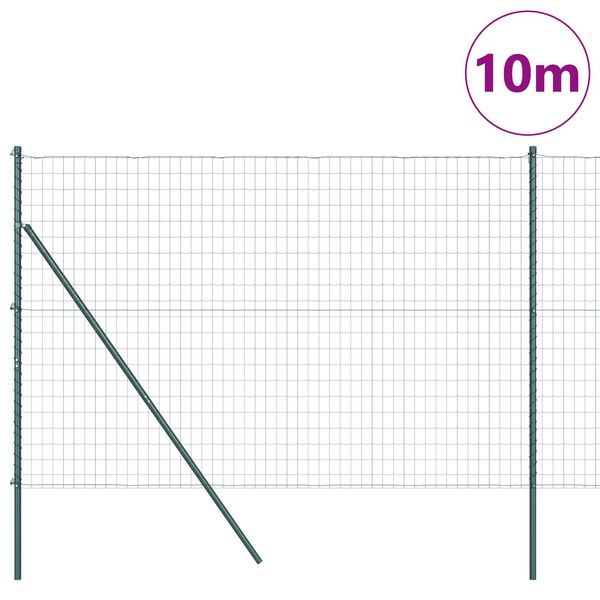 vidaXL Ogrodzenie z słupkiem Zielony 1,5 x 10 m Stal i PVC
