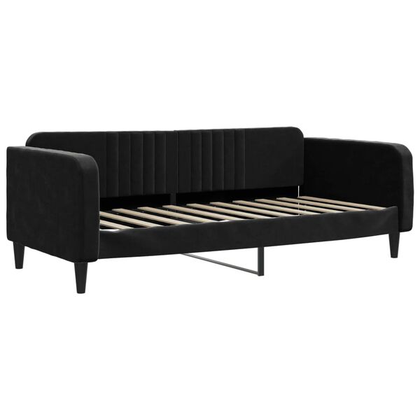 vidaXL Sofa rozsuwana z szufladami, czarna, 90x190 cm, aksamit