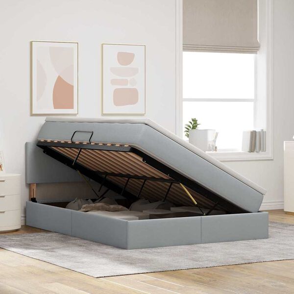 vidaXL Ł&oacute;żko z miejscem na przechowywanie i materacem Jasnoszary