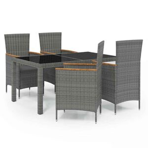 vidaXL 5-cz. zestaw mebli ogrodowych z poduszkami, rattan PE, szary