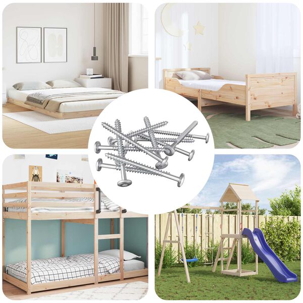 vidaXL Wkręty Drewniane 1900 pcs Srebrny Stal