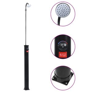 vidaXL Ogrodowy prysznic solarny, czarny, 215 cm, 8 L