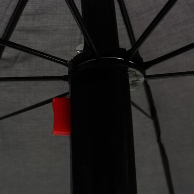 vidaXL Leżak ogrodowy z parasolem, polirattan, szary