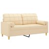 vidaXL 2-osobowa sofa wypoczynkowa z poduszkami, kremowa, 140 cm