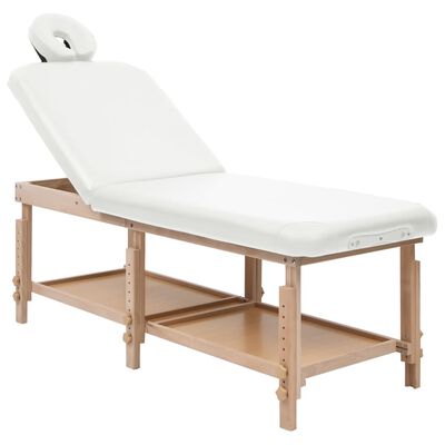 vidaXL Stół do masażu, 2-strefowy, biały, obity sztuczną skórą