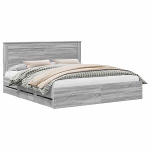 vidaXL Ramka ł&oacute;żka Szary Sonoma 200 x 200 cm Drewno inżynieryjne