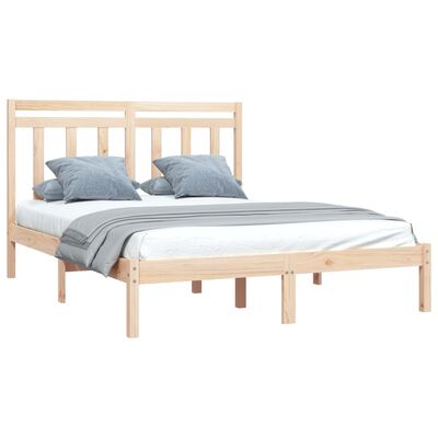 vidaXL Rama łóżka, lite drewno, 150x200 cm