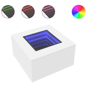 vidaXL Stolik kawowy z LED, biały, 60x60x40 cm