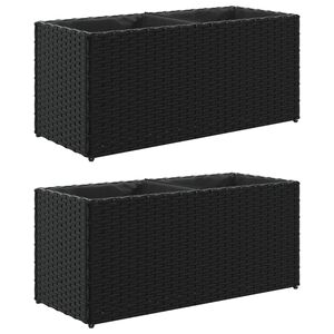 vidaXL Donice ogrodowe z 2 wkładami, 2 szt., czarne, 72x30x32 cm