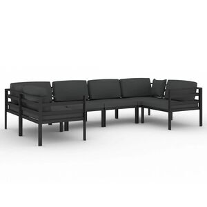 vidaXL 6-cz. zestaw mebli ogrodowych, poduszki, aluminium, antracyt