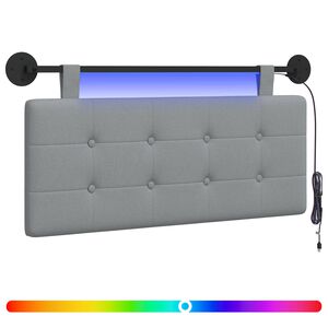 vidaXL Wezgłowie wiszące Z lampą LED jasnoszary tkanina