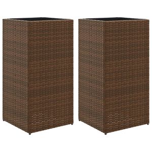 vidaXL Donice ogrodowe, 2 szt., brązowe, 40x40x80 cm, rattan PE