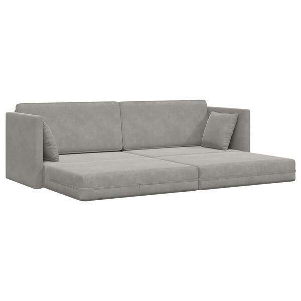 vidaXL Sofa podłogowa z funkcją spania 200cm Jasnoszary Aksamit