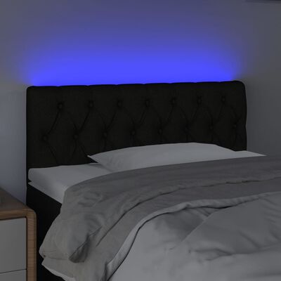 vidaXL Zagłówek do łóżka z LED, czarny, 90x7x78/88 cm, tkanina