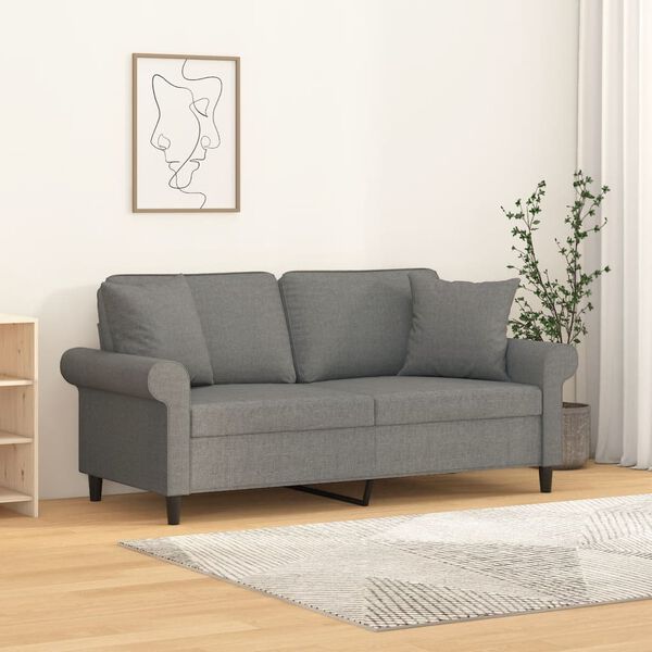 vidaXL 2-osobowa sofa wypoczynkowa z poduszkami, ciemnoszara, 140 cm