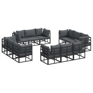 vidaXL Zestaw Sof na Ogr&oacute;d 12 szt. Czarny Metal
