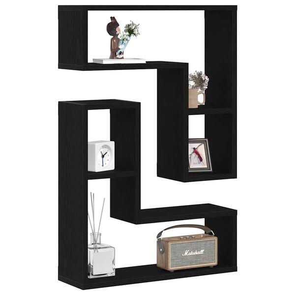 vidaXL P&oacute;łka ścienna z p&oacute;łką 2 pcs Czarny Dąb 50 x 15 x 85 cm