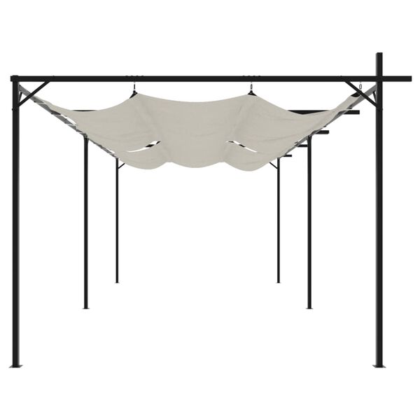 vidaXL Pergola ze zwijanym dachem, kremowa, 589x292x230 cm