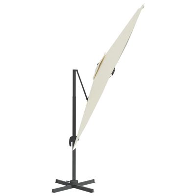 vidaXL Wiszący parasol z LED, piaskowy, 400x300 cm