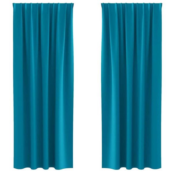 vidaXL Firany blackout z k&oacute;łkami 2 pcs Turkusowy 245 x 140 cm