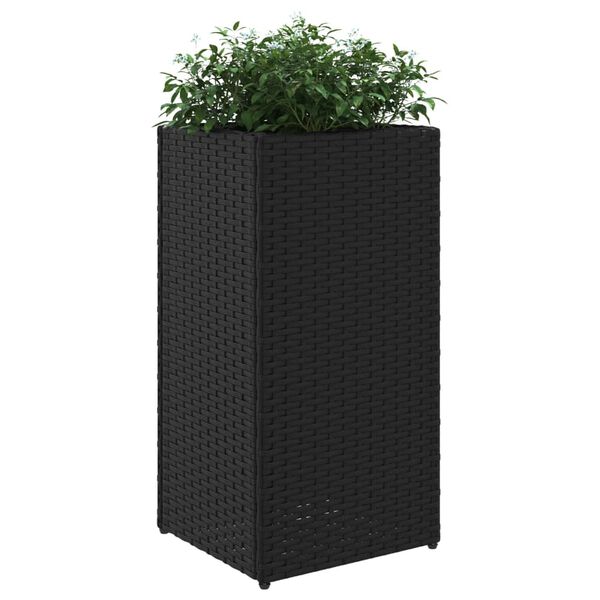 vidaXL Donica ogrodowa, czarna, 30x30x60 cm, rattan PE