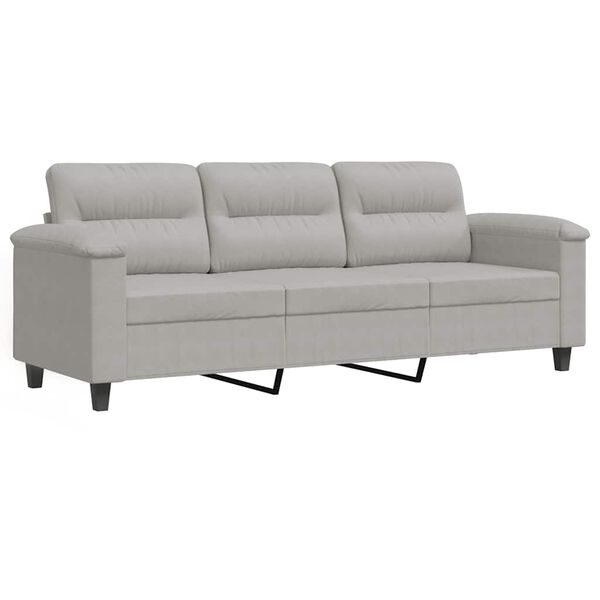 vidaXL 3-osobowa sofa, jasnoszary, 180 cm, tapicerowana mikrofibrą