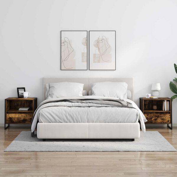 vidaXL Stolik nocny z szufladą Dąb dymny 50 x 39,5 x 50 cm