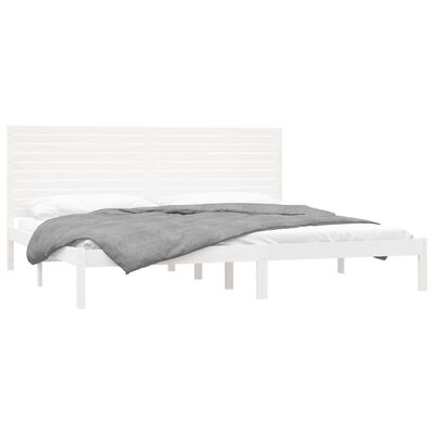 vidaXL Rama łóżka, biała, lite drewno, 200x200 cm