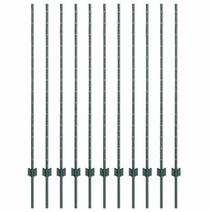 vidaXL Wbudowany słupek ogrodzeniowy 11 szt. zielony 180 cm