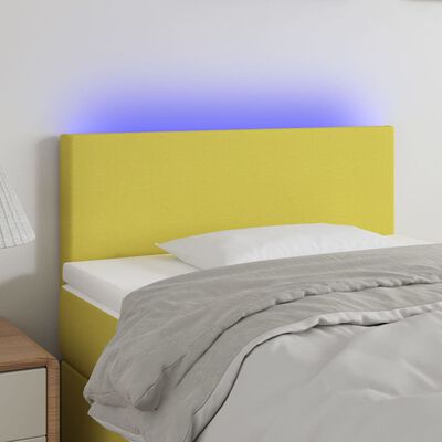 vidaXL Zagłówek do łóżka z LED, zielony, 100x5x78/88 cm, tkanina