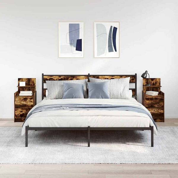 vidaXL Szafki nocne z 2 szufladami 2 szt. Dąb wędzony 38x34x80 cm