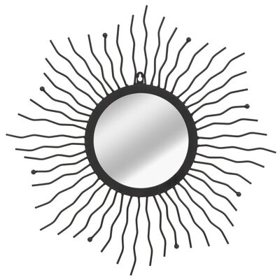 vidaXL Ogrodowe lustro ścienne w kształcie słońca, 60 cm, czarne