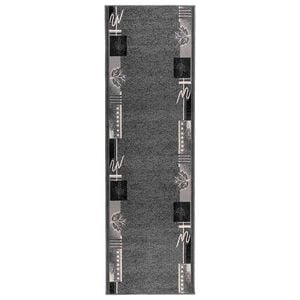 vidaXL Dywan Bieżnik FLORNES Tkany Szary Liście 67 x 250 cm PP 7 mm