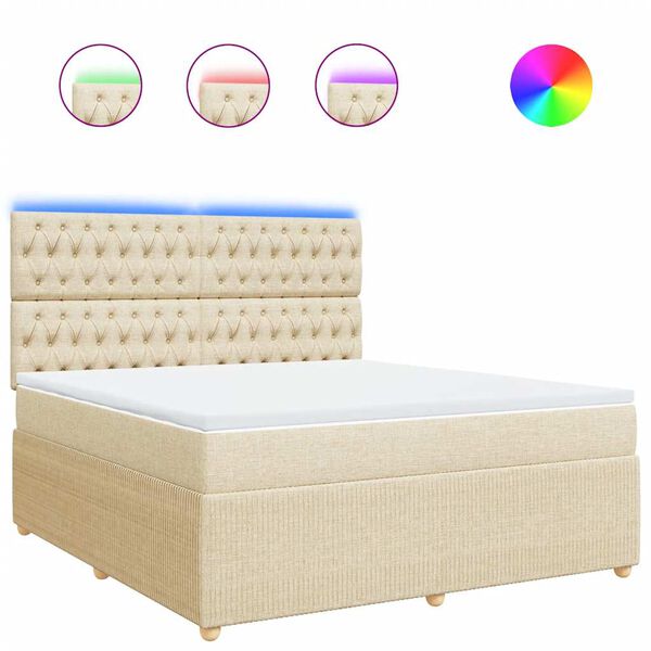 vidaXL Ł&oacute;żko kontynentalne z materacem, kremowe, tkanina, 180x200 cm