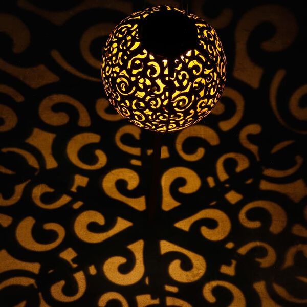 HI Solarna lampa ogrodowa w kształcie kuli, 18 cm, metalowa, brązowa