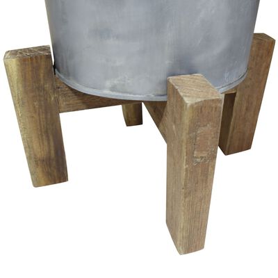 vidaXL Kosz na pranie, ocynkowane żelazo, lite drewno, 30x 30x58 cm
