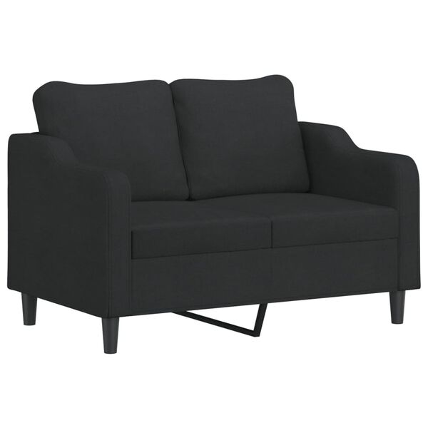 vidaXL Sofa 2-osobowa, czarna, 120 cm, tapicerowana tkaniną