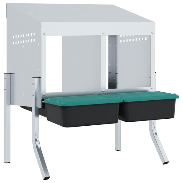 vidaXL Kurnik 2-komorowy z nóżkami, ocynkowana stal