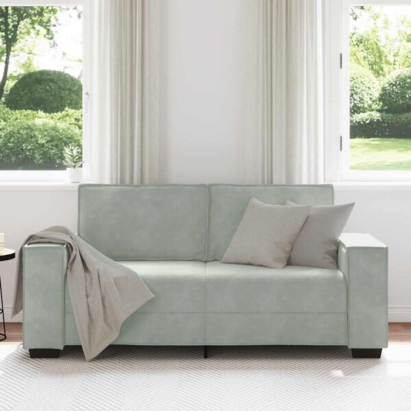 vidaXL Sofa 2-osobowa, jasnoszara, 140 cm, tapicerowana aksamitem