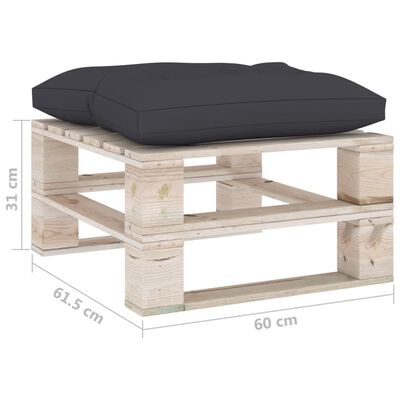 vidaXL Ogrodowy stołek z palet z antracytową poduszką, drewno sosnowe