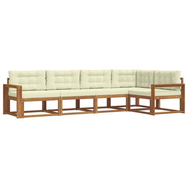 vidaXL Zestaw sof na zewnątrz z poduszką 5 pcs Naturalny i Kremowy