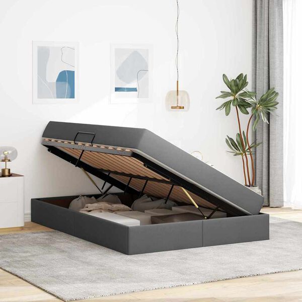 vidaXL Ł&oacute;żko z miejscem na przechowywanie i materacem Ciemnoszary