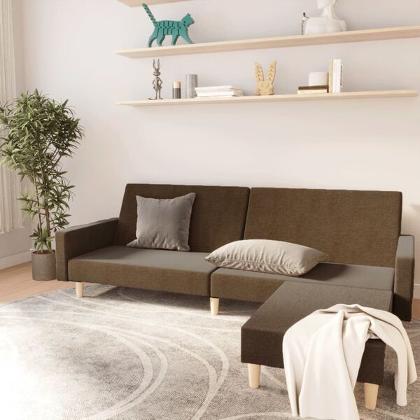vidaXL 2-os. kanapa z podn&oacute;żkiem, brązowa, tapicerowana tkaniną
